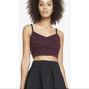 Express Leopard Maroon Crop Top Size Large